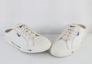 Vtg Y2K 2002 Nike Womens Size 8 Distressed Leather Platforms Mules Shoes White - Picture 1 of 12