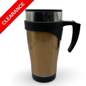 NEU Reisebecher 16 Unzen Braun Kupfer Isoliert Kaffeebecher mit Griff und Deckel - Bild 1 von 3