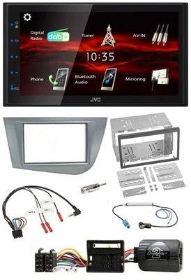 JVC USB Bluetooth Lenkrad DAB 2DIN Autoradio für Seat Leon 2005-2012 silber - Bild 1 von 4