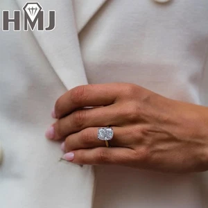 Elongated Cushion Cut Moissanite Ring 1.5CT S925 Silver Customized Ring Wedding - Picture 1 of 18