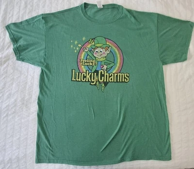 Camiseta Lucky Charms Cereal Feeling Lucky Leprechaun Rainbow XL Verde  Foto 1 de 4