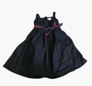 Gap Black Dress With Red Plaid Belt / Bow Holiday Christmas Girls Size S 6 - 7 - Picture 1 of 7