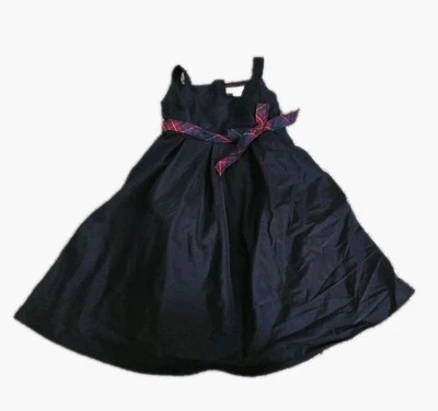 Gap Black Dress With Red Plaid Belt / Bow Holiday Christmas Girls Size S 6 - 7 - Image 1 of 4