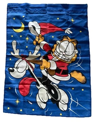 Garfield and Odie Santa Reno Navidad Exterior Poliéster Jardín Bandera 40X29 Foto 1 de 4