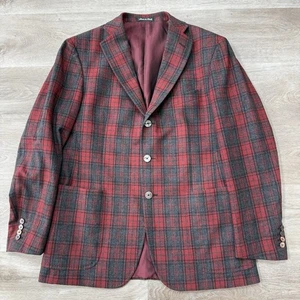 Blazer Abrigo Deportivo Pal Zileri Sartoriale Etiqueta Azul 52R EU/42R EE. UU. Lana Rojo a Cuadros - Imagen 1 de 10