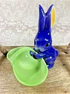 Vintage Goebel W Germany Purple Bunny Rabbit Ceramic Easter Basket Candy Dish - Picture 1 of 9