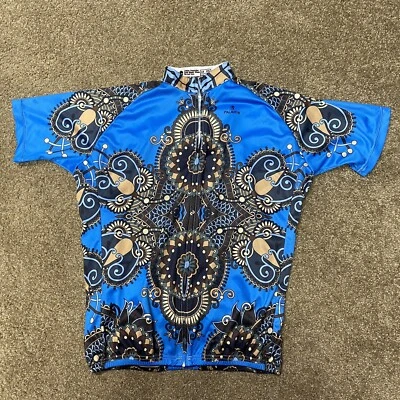 Paladin Biking Cycling Shirt Full Zip Womens Sz XL Kaleidoscope Short Sleeve Zip - Image 1 of 4