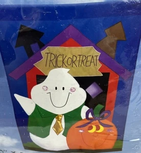 Halloween Outdoor Flag Trick Or Treat Ghost 28x40 Garden House Decor Yard NEW - Picture 1 of 7