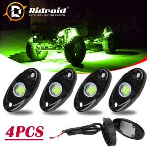 4 PCS Green LED Rock Lights, Waterproof Underglow Underbody Lighting Kit Combo - Picture 1 of 24