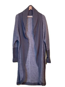 Hinge Women's M Gray Long Sleeve Open Front Cardigan Sweater Pockets oversize - Picture 1 of 7