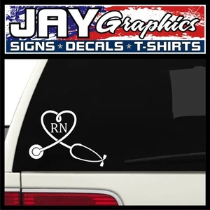 Calcomanía de ventana de corazón y estetoscopio de enfermera \ pegatina \ coche SUV RN MD \ 5x7 (blanco) - Imagen 1 de 1