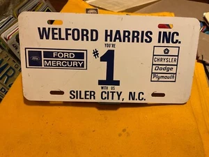 Welford Harris Ford Siler City North Carolina NC Metall Händler Nummernschild - Bild 1 von 1