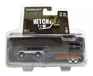 1:64 GreenLight HITCH & TOW 20 1986 GMC Sierra classic 2500 & Flat Trailer - Picture 1 of 1