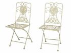 2x foldable garden chair - antique style - iron - cream/white- 7kg  