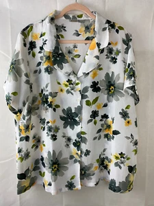 Damart White Yellow Flower UK 24 Shirt - Picture 1 of 11