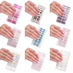 Semi Cured Gel Nail Stickers Fashion Nail Wraps Self Adhesive Manicure Decors