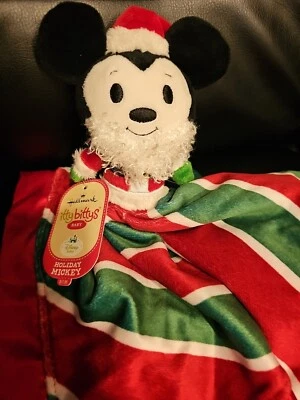 Красное защитное одеяло Hallmark Itty Bittys Holiday Mickey Mouse Santa Lovey Baby - Изображение 1 из 4