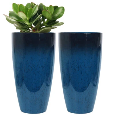 2 Pack 21" Tall Planters Sturdy Plant Flower Tree Pots for Indoor Outdoor Decor - Image 1 of 4