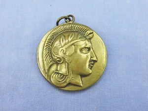 Vintage Double Sided Brass Greek Style Medallion, Alexander The Great and Athena - Picture 1 of 12