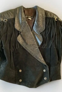 Phoenix Double Breasted Black Leather&Suede Motorcycle Jacket In Women’s M - Bild 1 von 7