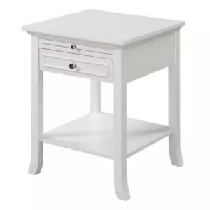 Convenience Concepts End Table Adjustable Shelves Grooved Door fronts White - Picture 1 of 4