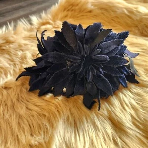Sombrero Fascinator Floral Terciopelo Vintage Años 50 Azul Marino - Imagen 1 de 8