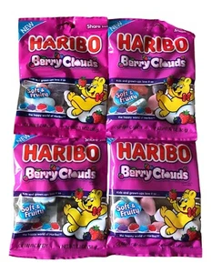 4 paquetes Haribo BERRY CLOUDS de 3,1 oz suaves y afrutados @ 4x 88 g - NUEVO forma y sabor - Imagen 1 de 4