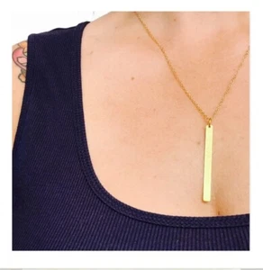 Handmade Minimalist Gold Bar Pendant Necklace, Dainty Necklace, New - Picture 1 of 5