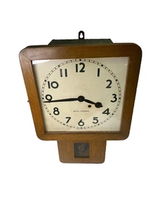 Antique Seth Thomas Square Regulator Oak Wall Clock 14" Long and 20.5" Tall - Picture 1 of 10