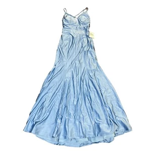 NIGHTWAY Women's Light Blue Strappy Crossback Mermaid Evening Gown Dress - 8 - Picture 1 of 9
