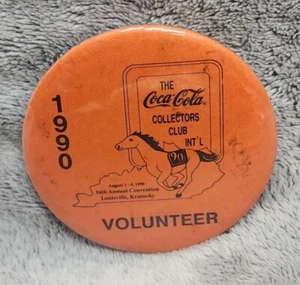 1990 Coca-Cola Collectors Club Louisville KY Volunteer 2.5 Inch Badge-a-minit - Picture 1 of 2