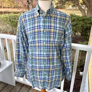 Robert Talbott Plaid Linen Shirt. Large. - Picture 1 of 7