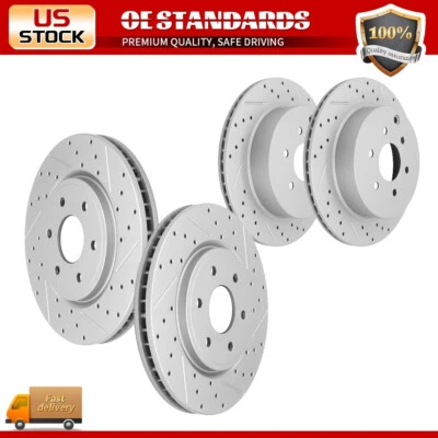 Front Rear Drilled Disc Brake Rotors for 2005 - 2009 2011 2012 Nissan Pathfinder - Image 1 of 4