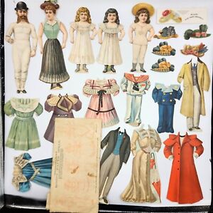 1894 Hood's Family Paper Dolls with Original Envelope/Cover - COMPLETE SET! WW