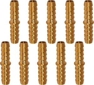 5/16"in 10Pcs Brass Hose Barb Mender Joiner Splicer Adapter Coupler Pipe Fitting - Picture 1 of 5