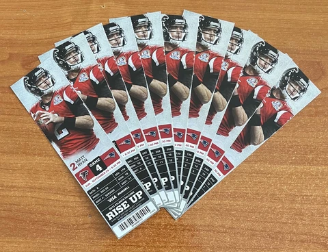 LOT OF 5 - TOM BRADY 2013 NEW ENGLAND PATRIOTS @ FALCONS FULL FOOTBALL TICKETS Cover