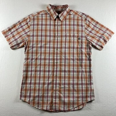 Marmot Shirt Mens Medium Orange Red Plaid Button Up Camp Hiking Outdoors Nylon - Image 1 of 4
