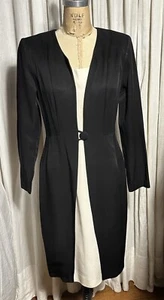 Vintage Casual Corners L Sleeve Blk /White Coat Dress Sz 6 Pre-owned - Picture 1 of 11