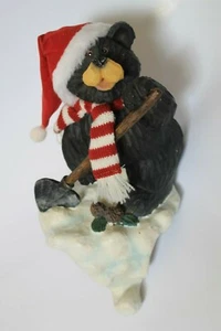 Weihnachten Gusseisen Strumpfaufhänger Weihnachtsmannmütze Schwarzbär Schaufel Schnee 9" 2,5 Pfund - Bild 1 von 5