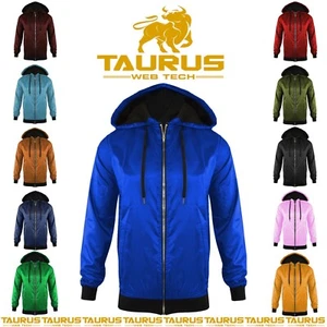 AI Ladies DANCE Top Lightweight Hooded RAINCOAT LOOK Coat Women Bomber Jacket UK - Picture 1 of 12