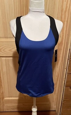 Camiseta sin mangas AVIVA azul y negra Active Wear con sujetadores Bulit talla mediana ~ usada en excelente estado Foto 1 de 4