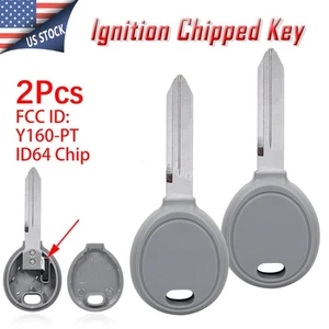 2 For Chrysler Dodge Jeep Uncut Ignition Transponder Key Blade 4D64 Chip Y160-PT - Picture 1 of 8