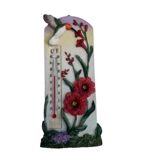Kolibri Blumen Thermometer Deko Wandrelief Innen Außen 8”x3” - Bild 1 von 5