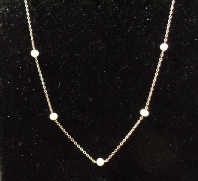 Collar Estación Perlas Agua Dulce Oro Amarillo 10K Siete 5mm - 18" Foto 1 de 4