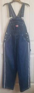 Revolt Damen Large Bib Denim Carpenter Overalls Vintage 90er Y2K blau Streifen - Bild 1 von 8