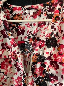 Candie’s Floral Zip-Up Blouse – Women’s Size L – Vibrant & Romantic – Bold State - Picture 1 of 3