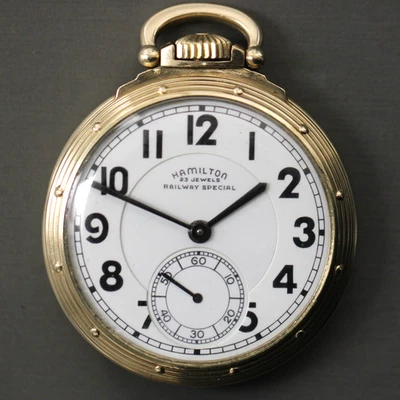 Reloj Bolsillo Hamilton 950B Modelo 6 16s 23j 1942 Ferrocarril Estuche Lleno de Oro 10k Foto 1 de 4