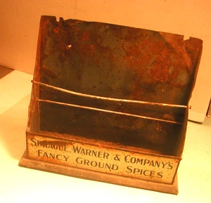 Vintage Sprague, Warner & Co's Gewürz Werbung Thekenaufsteller - Bild 1 von 3