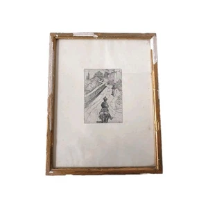 Etching Acquaforte Giovanni Fattori Paesaggio con Uomo A Cavallo - Picture 1 of 3