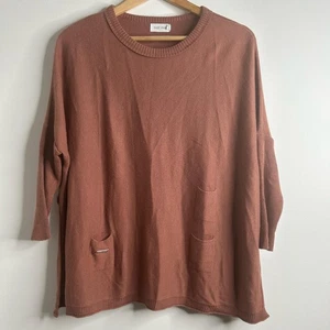 Mersea Pullover Damen Petite OS rostbraun 3/4 Tunika Pulli Taschen Lagenlook - Bild 1 von 10